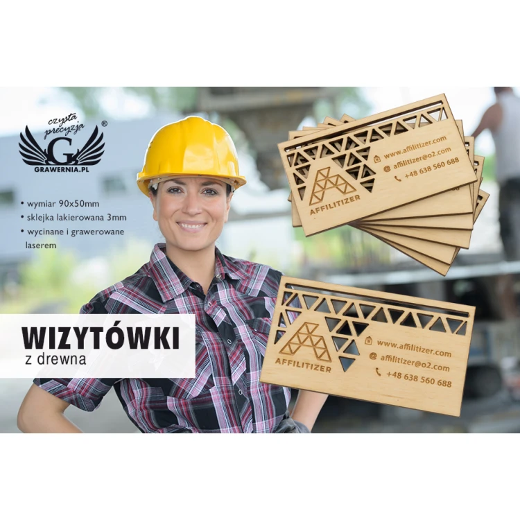 Premium Wood Business Cards - Lacquered - Engraved - WZ024