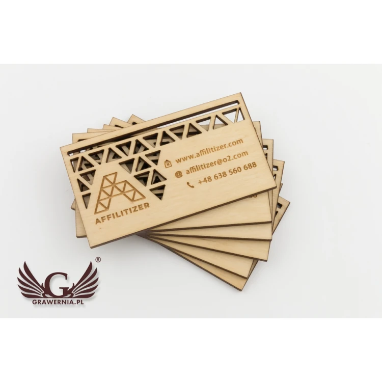 Premium Wood Business Cards - Lacquered - Engraved - WZ024