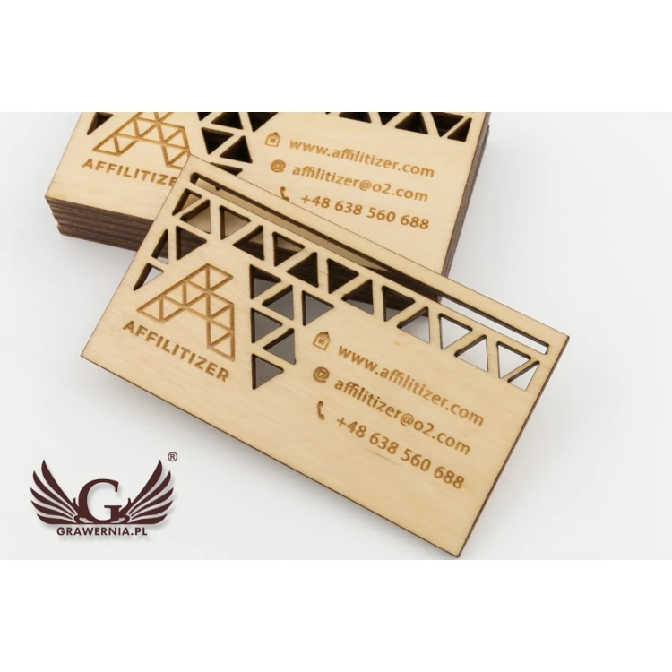 Premium Wood Business Cards - Lacquered - Engraved - WZ024