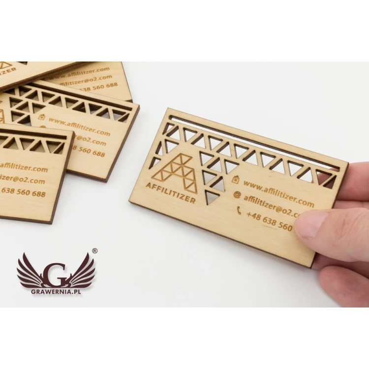 Premium Wood Business Cards - Lacquered - Engraved - WZ024