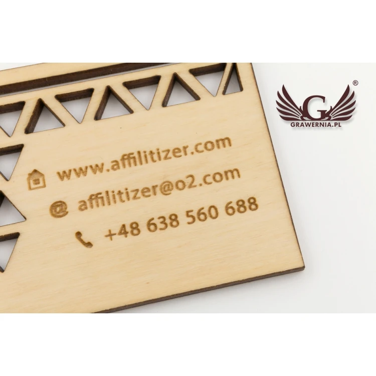Premium Wood Business Cards - Lacquered - Engraved - WZ024