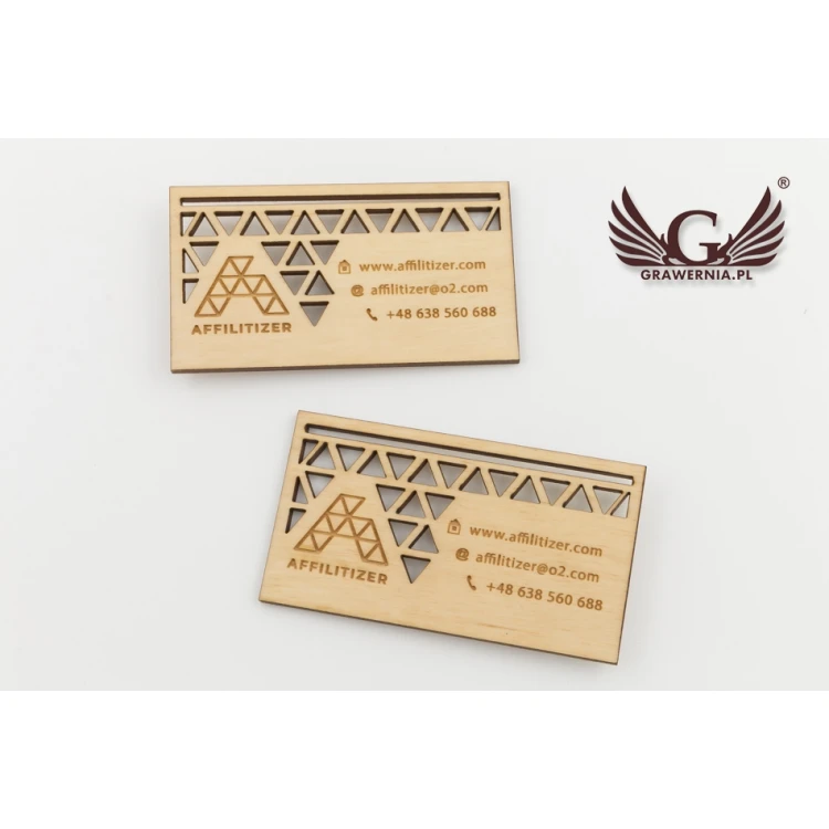 Premium Wood Business Cards - Lacquered - Engraved - WZ024