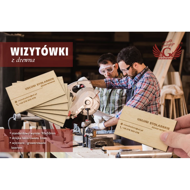 Premium Wood Business Cards - Lacquered - Engraved - WZ025