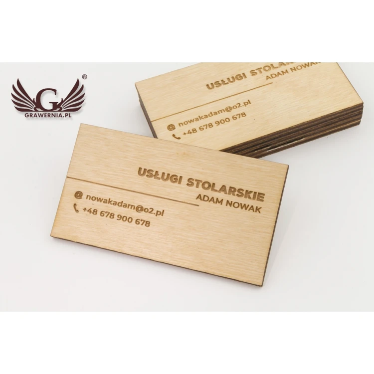 Premium Wood Business Cards - Lacquered - Engraved - WZ025