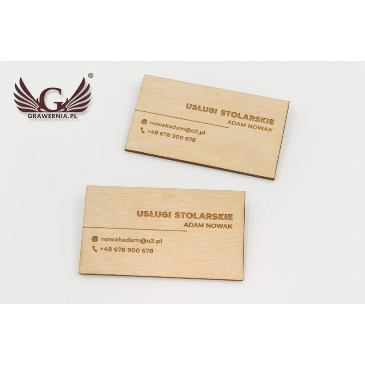 Premium Wood Business Cards - Lacquered - Engraved - WZ025