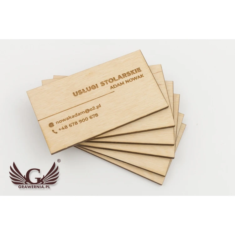 Premium Wood Business Cards - Lacquered - Engraved - WZ025