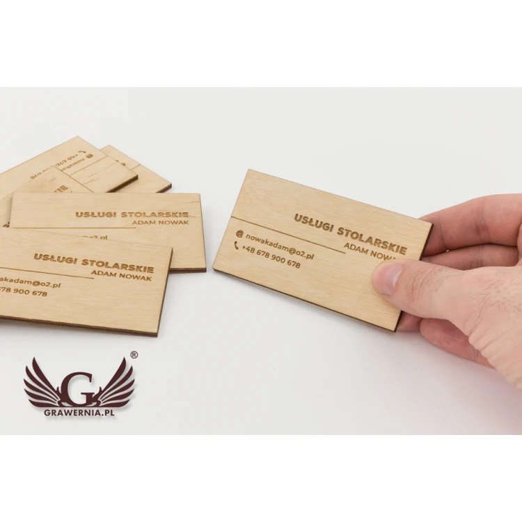 Premium Wood Business Cards - Lacquered - Engraved - WZ025