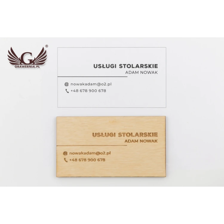 Premium Wood Business Cards - Lacquered - Engraved - WZ025