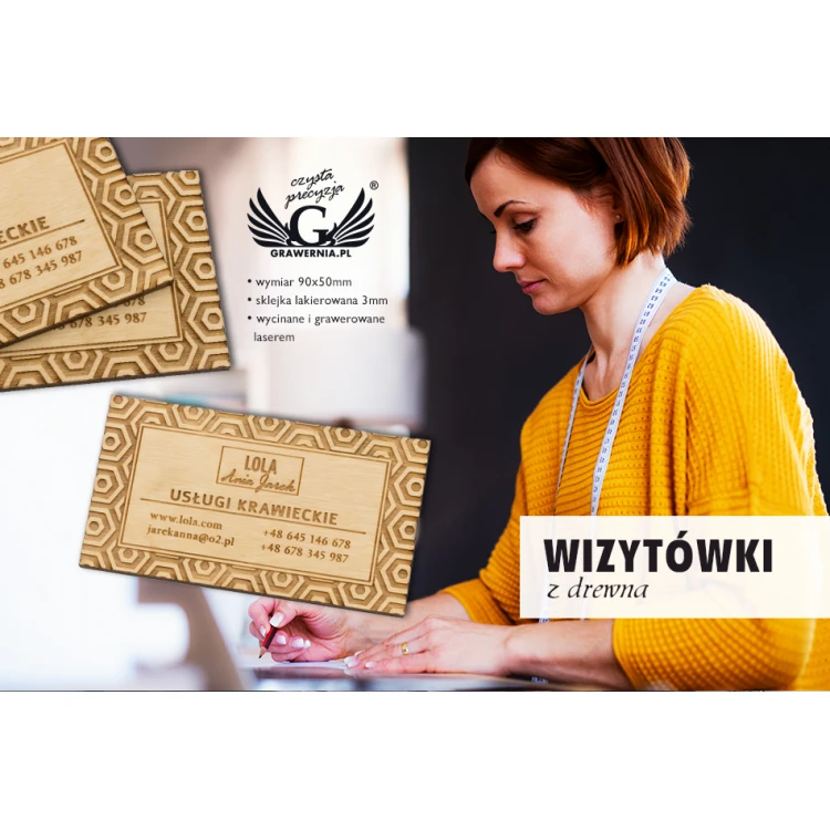 Premium Wood Business Cards - Lacquered - Engraved - WZ026