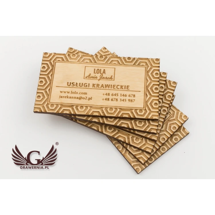 Premium Wood Business Cards - Lacquered - Engraved - WZ026