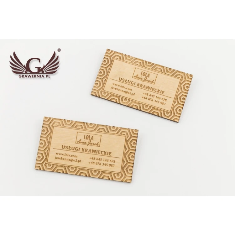 Premium Wood Business Cards - Lacquered - Engraved - WZ026