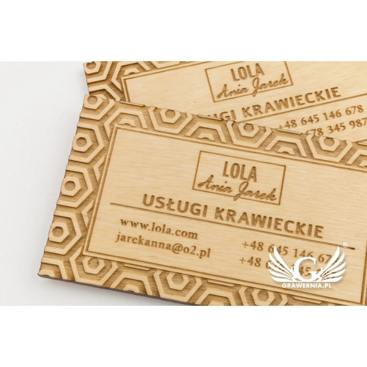 Premium Wood Business Cards - Lacquered - Engraved - WZ026