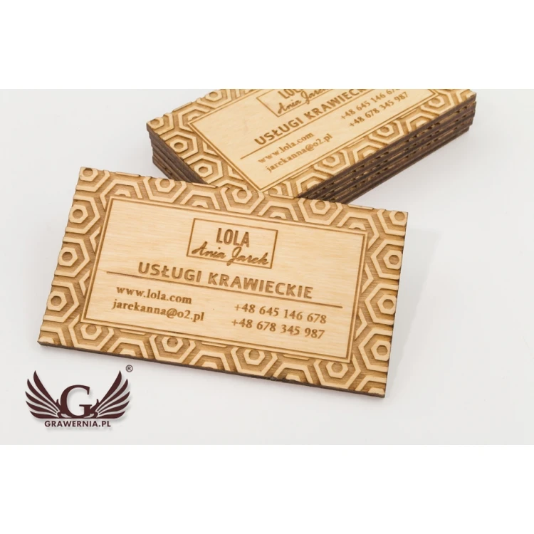 Premium Wood Business Cards - Lacquered - Engraved - WZ026