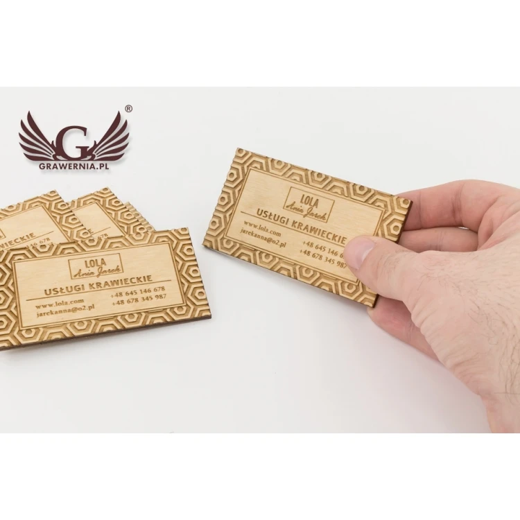 Premium Wood Business Cards - Lacquered - Engraved - WZ026