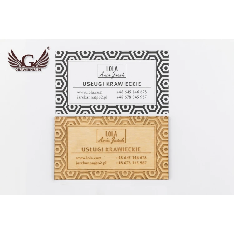Premium Wood Business Cards - Lacquered - Engraved - WZ026