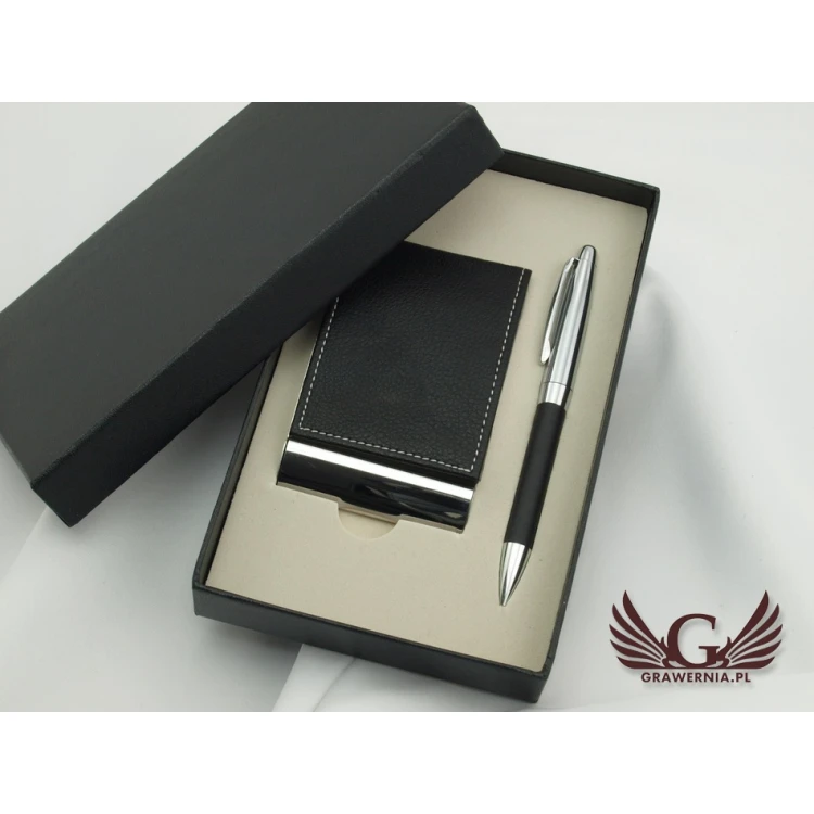 Gift Set with Engraving Business Card Holder + Pen - DAVE WZ010