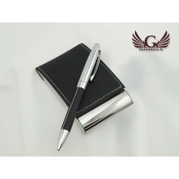 Gift Set with Engraving Business Card Holder + Pen - DAVE WZ010