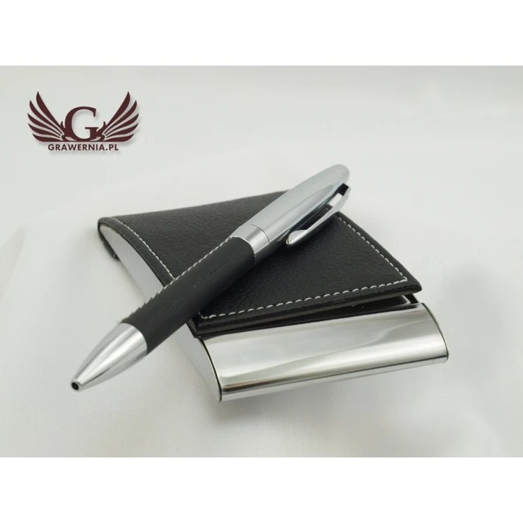 Gift Set with Engraving Business Card Holder + Pen - DAVE WZ010