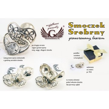 Silver pacifier with a milk tooth compartment - SRB010 design - Holy Baptism Keepsake