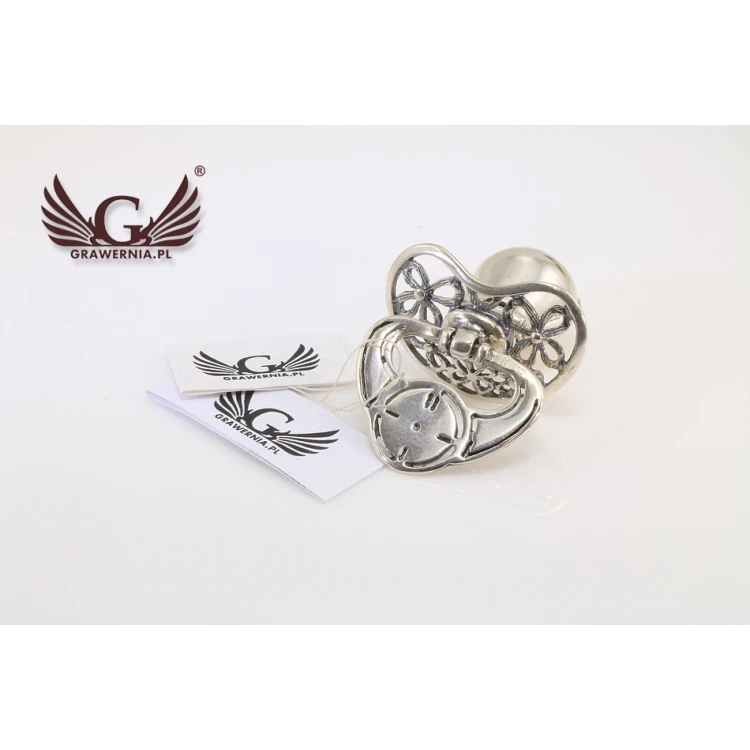 Silver pacifier with a milk tooth compartment - SRB010 design - Holy Baptism Keepsake