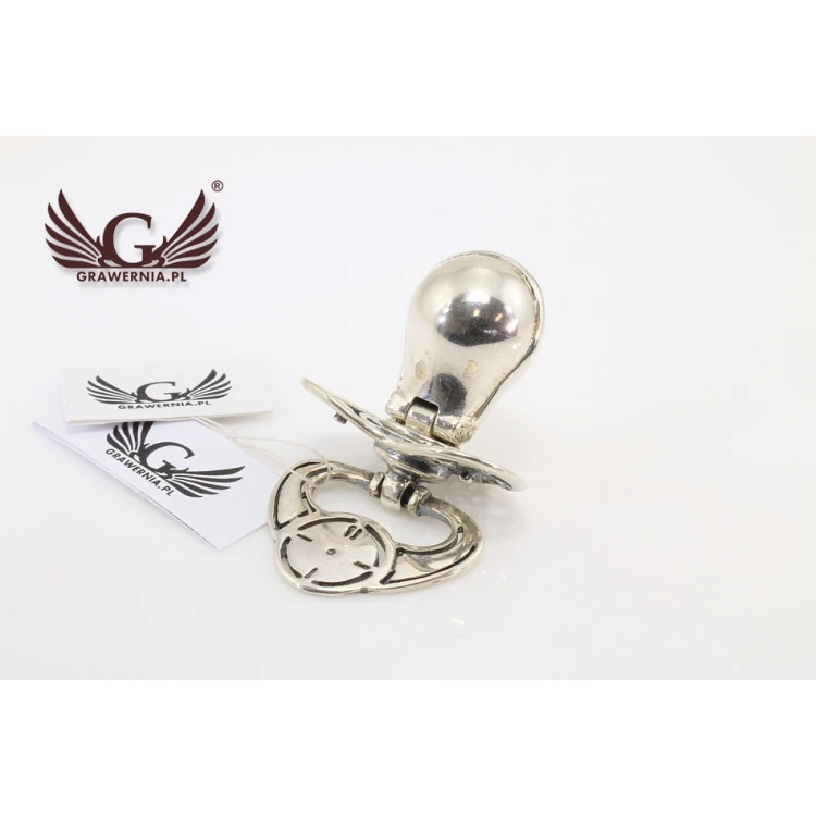 Silver pacifier with a milk tooth compartment - SRB010 design - Holy Baptism Keepsake