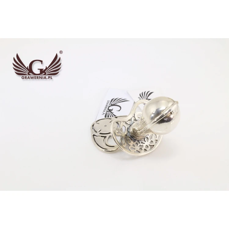 Silver pacifier with a milk tooth compartment - SRB010 design - Holy Baptism Keepsake