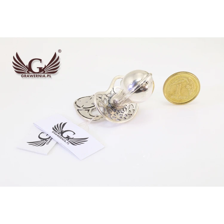 Silver pacifier with a milk tooth compartment - SRB010 design - Holy Baptism Keepsake