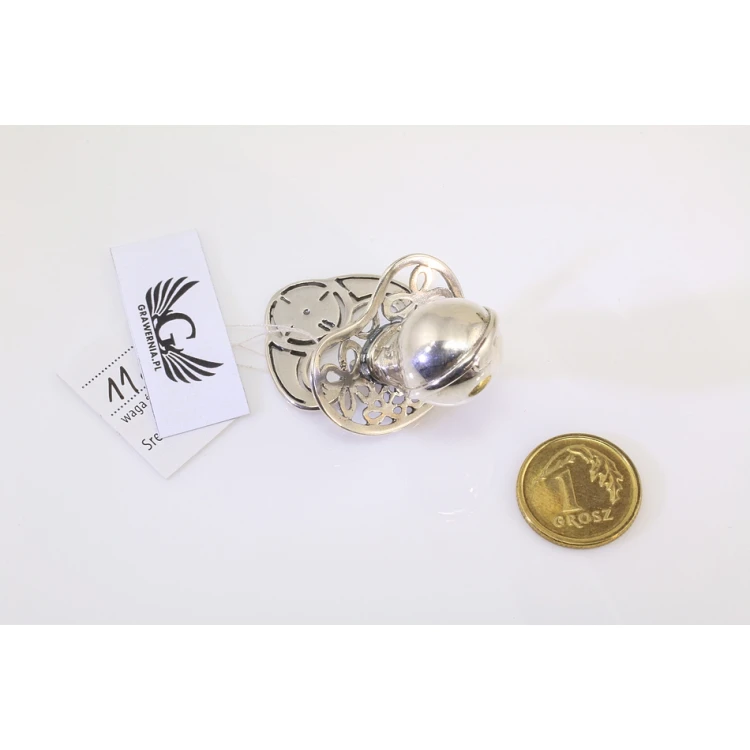 Silver pacifier with a milk tooth compartment - SRB010 design - Holy Baptism Keepsake