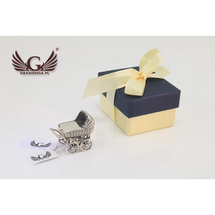 SILVER BABY CARRIAGE - Holy Baptism Keepsake - silver - pattern SRB009