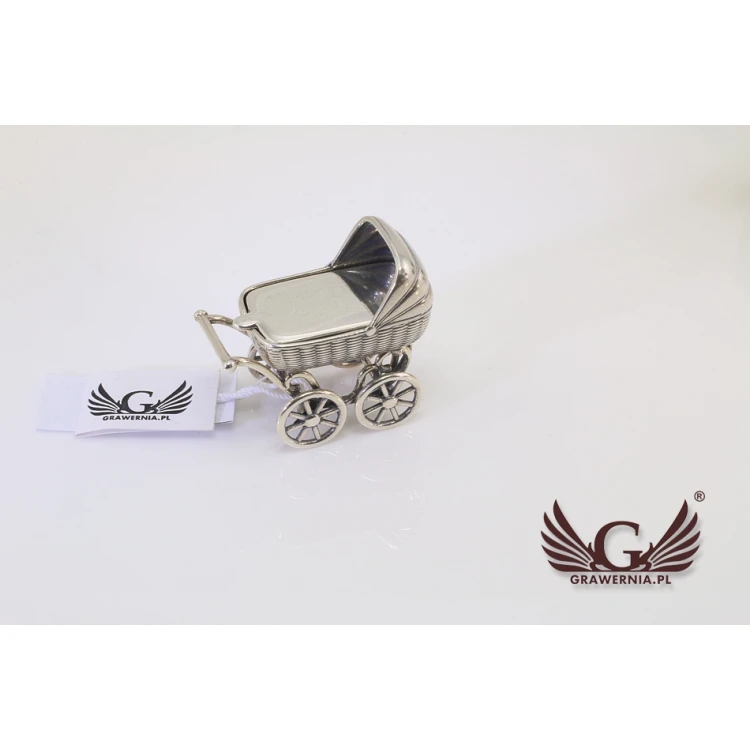SILVER BABY CARRIAGE - Holy Baptism Keepsake - silver - pattern SRB009