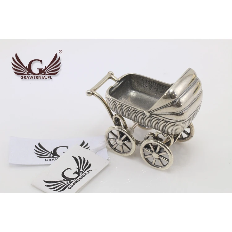 SILVER BABY CARRIAGE - Holy Baptism Keepsake - silver - pattern SRB009