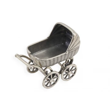 SILVER BABY CARRIAGE - Holy Baptism Keepsake - silver - pattern SRB009