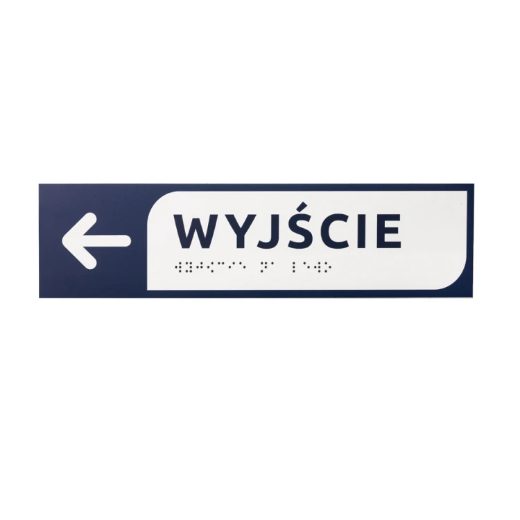Exit - directional sign made of dibond with Braille script - size 274x72mm - MONO - TAB280