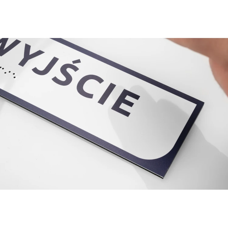 Exit - directional sign made of dibond with Braille script - size 274x72mm - MONO - TAB280