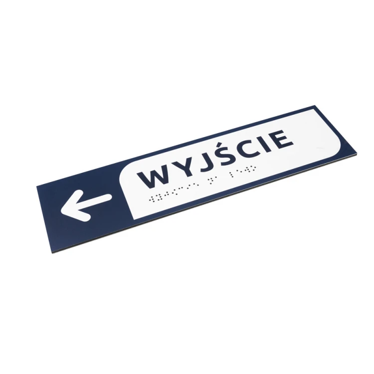 Exit - directional sign made of dibond with Braille script - size 274x72mm - MONO - TAB280