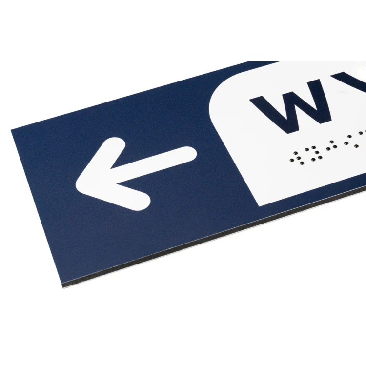 Exit - directional sign made of dibond with Braille script - size 274x72mm - MONO - TAB280