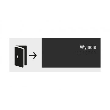 Exit - Braille lettering sign - frosted acrylic and black ADA size 200x75mm - NORD - TAB323