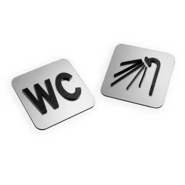 CONVEX TOILET AND HEALTH & SAFETY SIGNAGE - DIM. 80X80MM