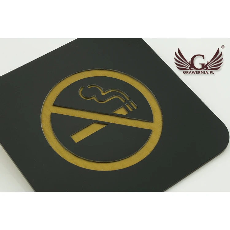 No Smoking - Black Matte Laminate Exterior - Sign 80x80mm