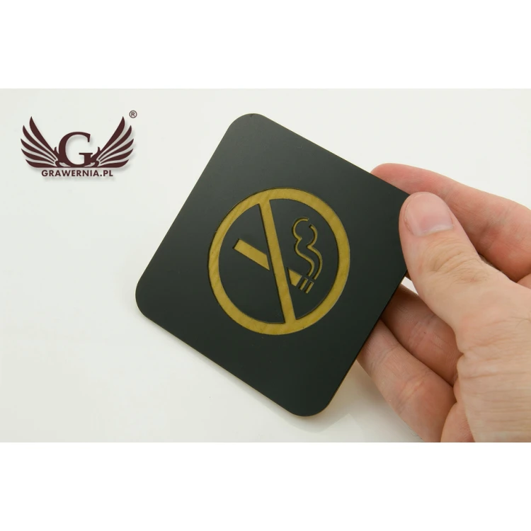 No Smoking - Black Matte Laminate Exterior - Sign 80x80mm