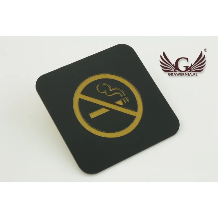 No Smoking - Black Matte Laminate Exterior - Sign 80x80mm