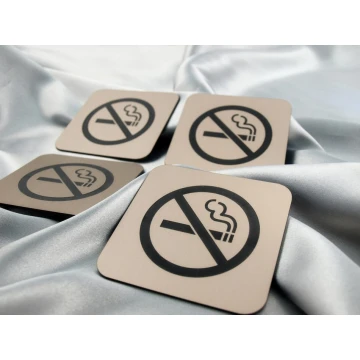 No Smoking - Metallic Latte Color - Sign 80x80mm
