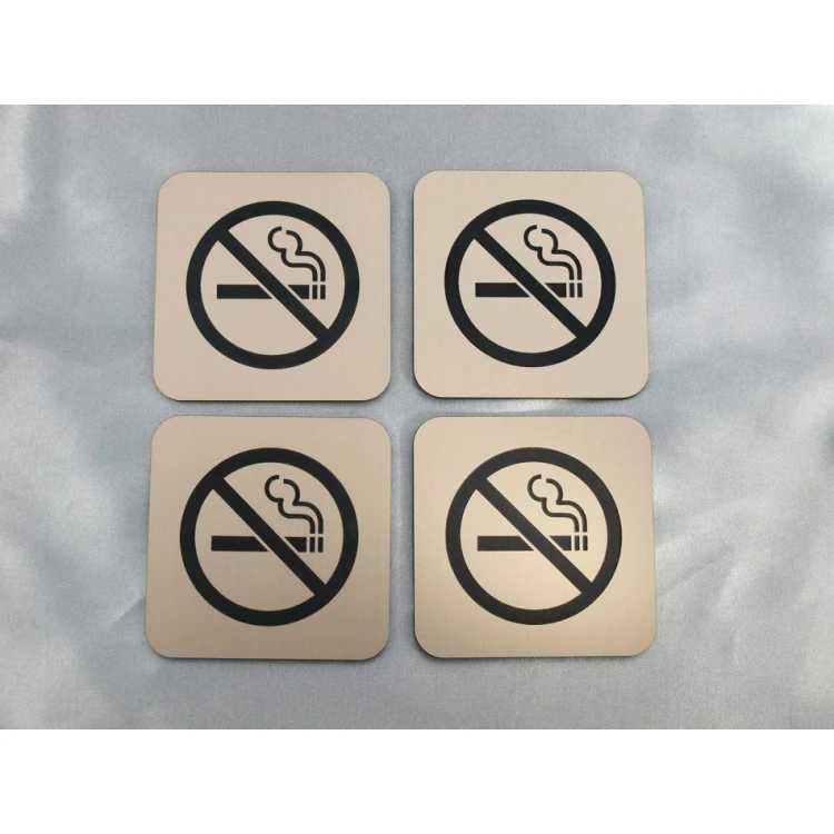 No Smoking - Metallic Latte Color - Sign 80x80mm
