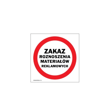 No Distribution of Advertising Materials - size 120x120mm - PVC - UV color print - TAB204