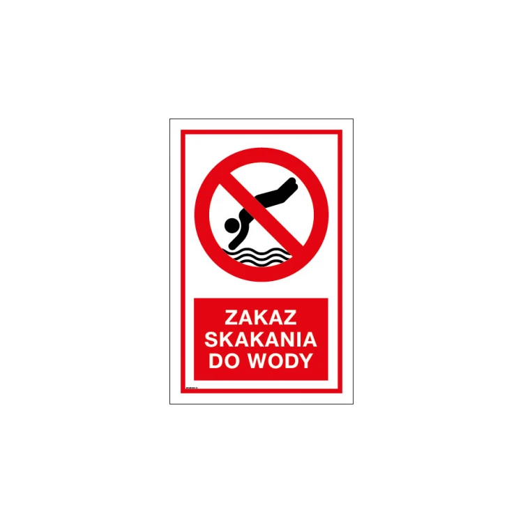 No Diving - Sign for Pool or Bathing Area Size 420x653mm - PVC - Colorful UV Print - TAB228