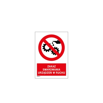No lubricating of moving devices - dim. 297x210mm - PVC - UV color print - BHP056