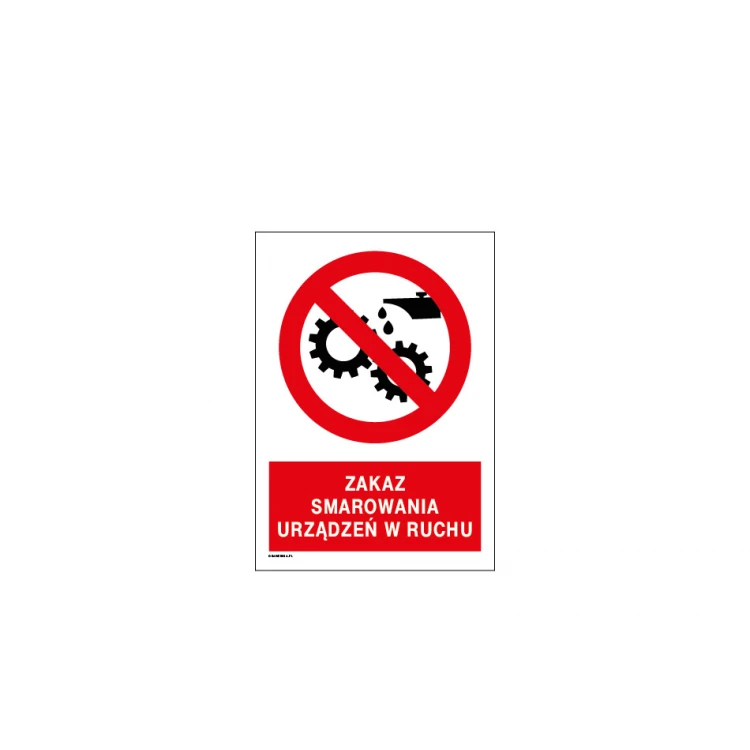 No lubricating of moving devices - dim. 297x210mm - PVC - UV color print - BHP056