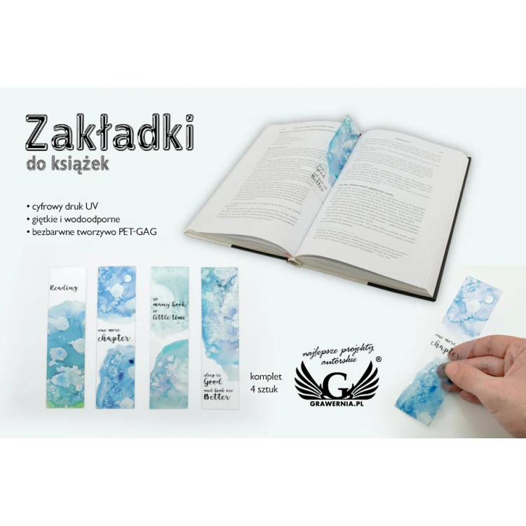 Bookmarks set of 4 pcs - watercolors - UV digital print - ZAK005