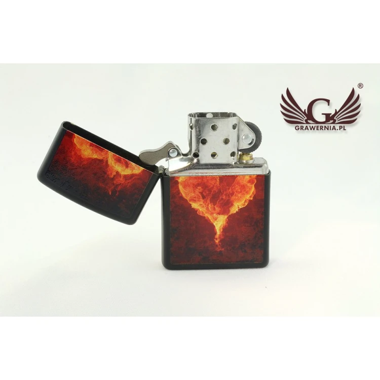 Zippo Lighter Burning Heart Black Matte - ZIP017