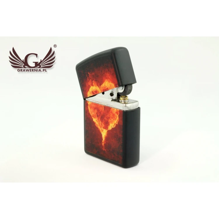 Zippo Lighter Burning Heart Black Matte - ZIP017